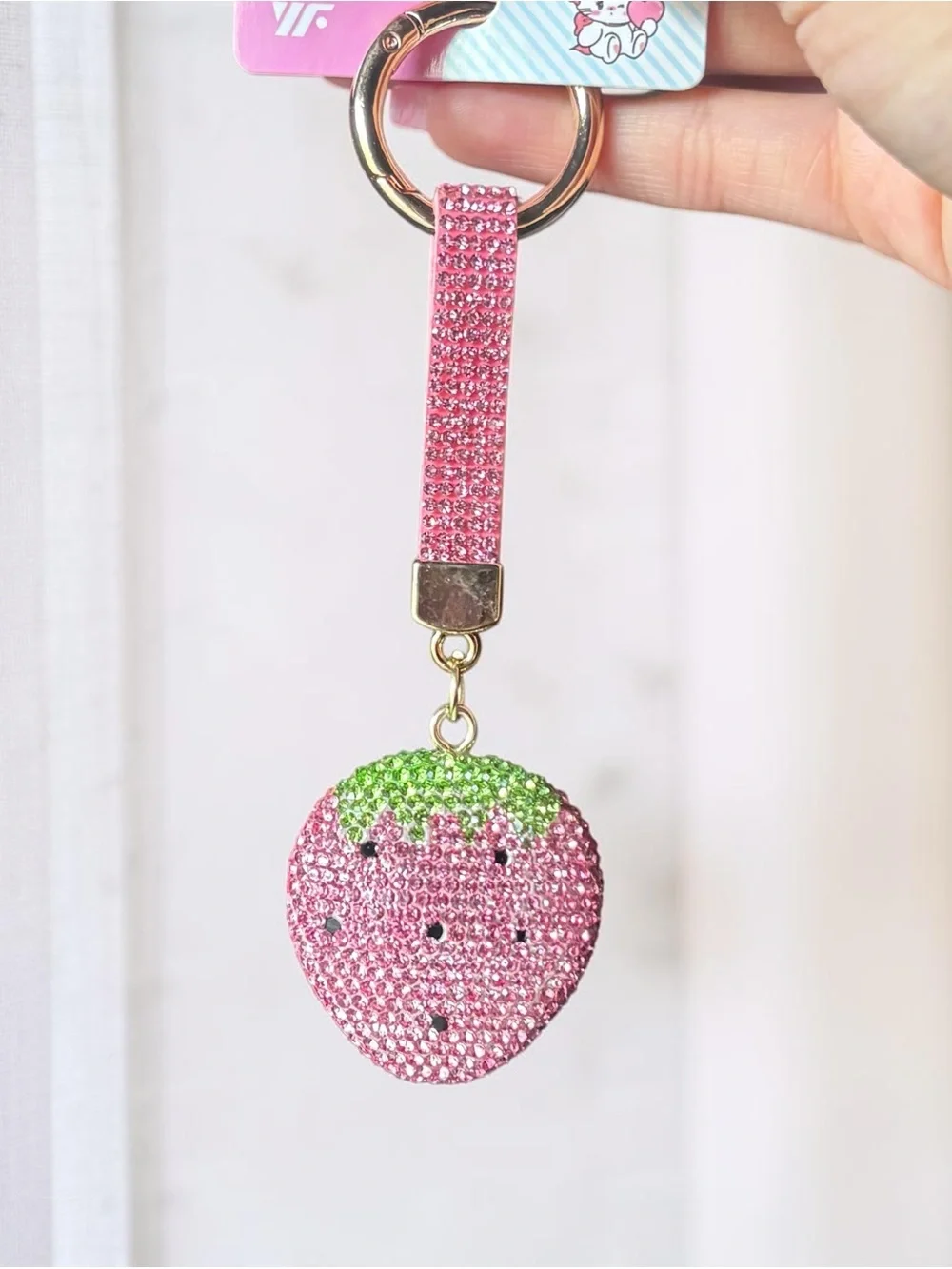 Light Pink Strawberry Keychain